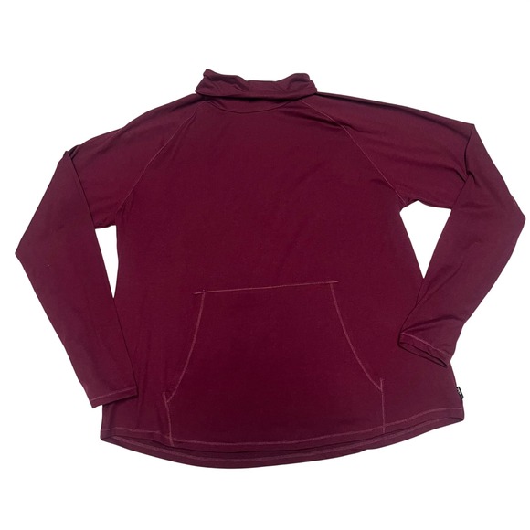 Eddie Bauer Tops - Eddie Bauer Womens Burgundy Funnel Neck Long Sleeve Active Top Kangaroo Pocket